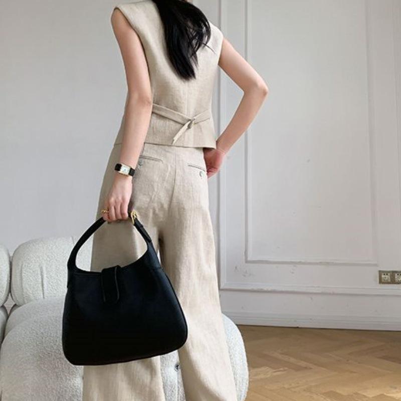 Trendiges ärmelloses Weste & Hose mit weitem Bein Set - Damen Sommer Koreanischer Stil