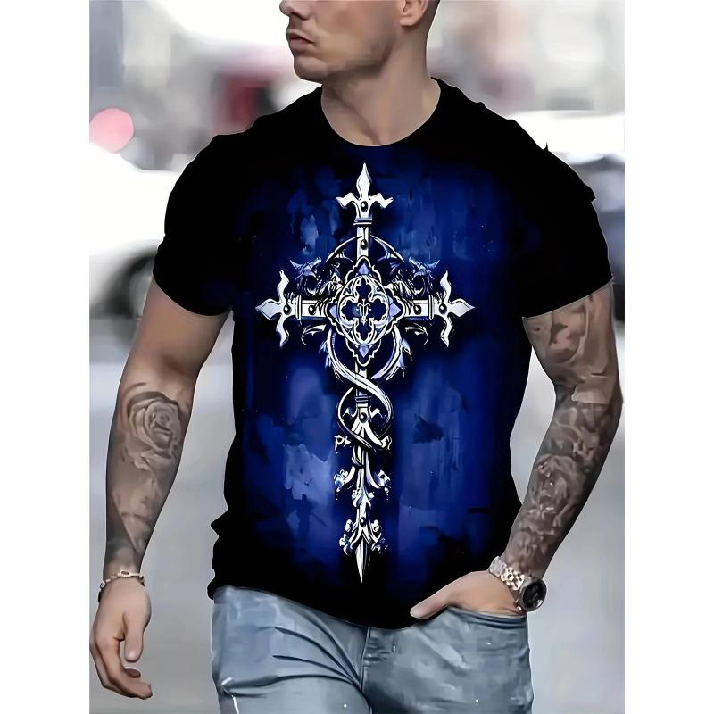 Herren T-Shirt Neuheit Totenkopf 3D Druck Kurzarm T-Shirt Tops Punk Stil Rundhals T-Shirt Sommer Outdoor Übergroße Kleidung