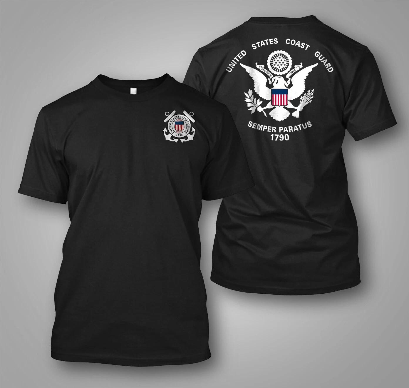 US Coast Guard Flag USCG Logo - Custom front and back t-shirt tee XXL