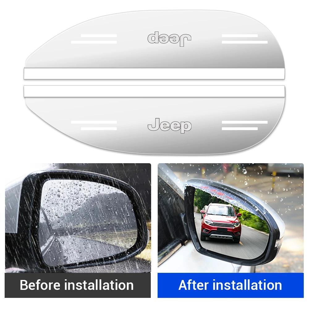Transparent Car Side Mirror Rain Eyebrow for Jeep Wrangler Renegade Gladiator Anti-Glare Waterproof Rearview Mirror Rain Shield