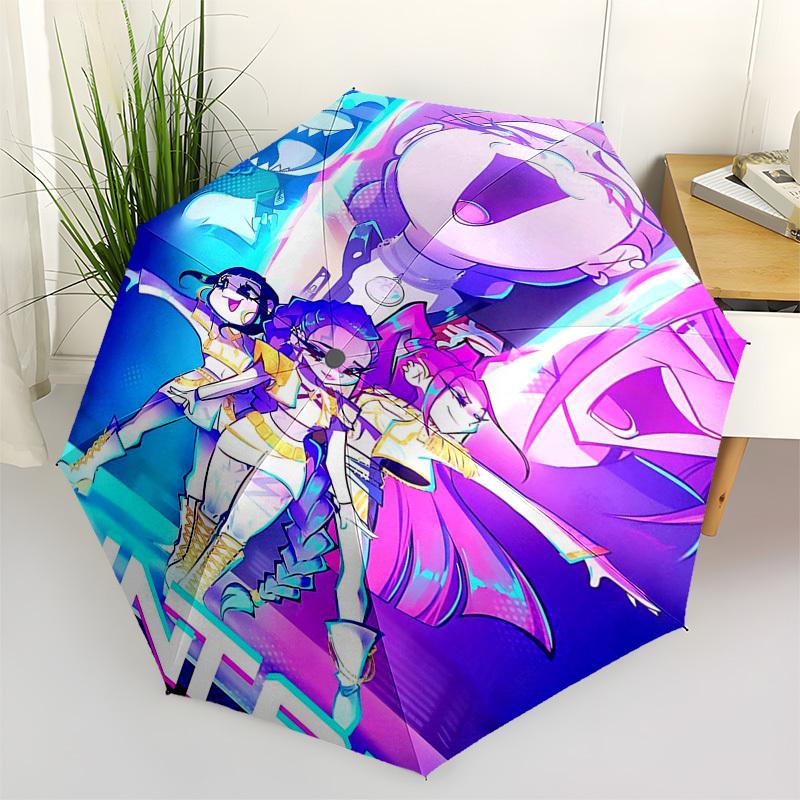 

1pc Outdoor Umbrella with Intricate Anime Characters, Automatic Opening/Closing, Portable Tri-Fold Design, 8-Rib Iron Frame - Perfect for Fans, T
