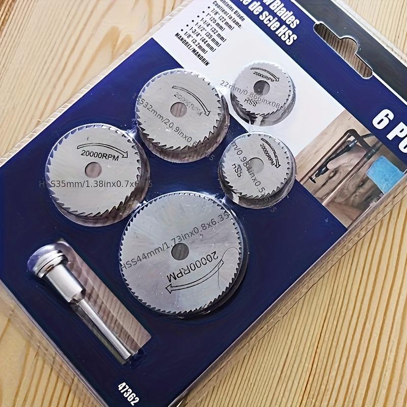 

6-Size HSS Saw Blades Set (1/64 -1/4 ) – Wood & Metal Cutting, Keychain Slot for Rotary Tools – DIY/Pro Kit срібний
