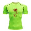 Men's Compression Sport T-Shirt, Red Spider Lily Koi Fish Printed Quick Dry Athletic Workout Shirt for Gym Running Active Training Wear