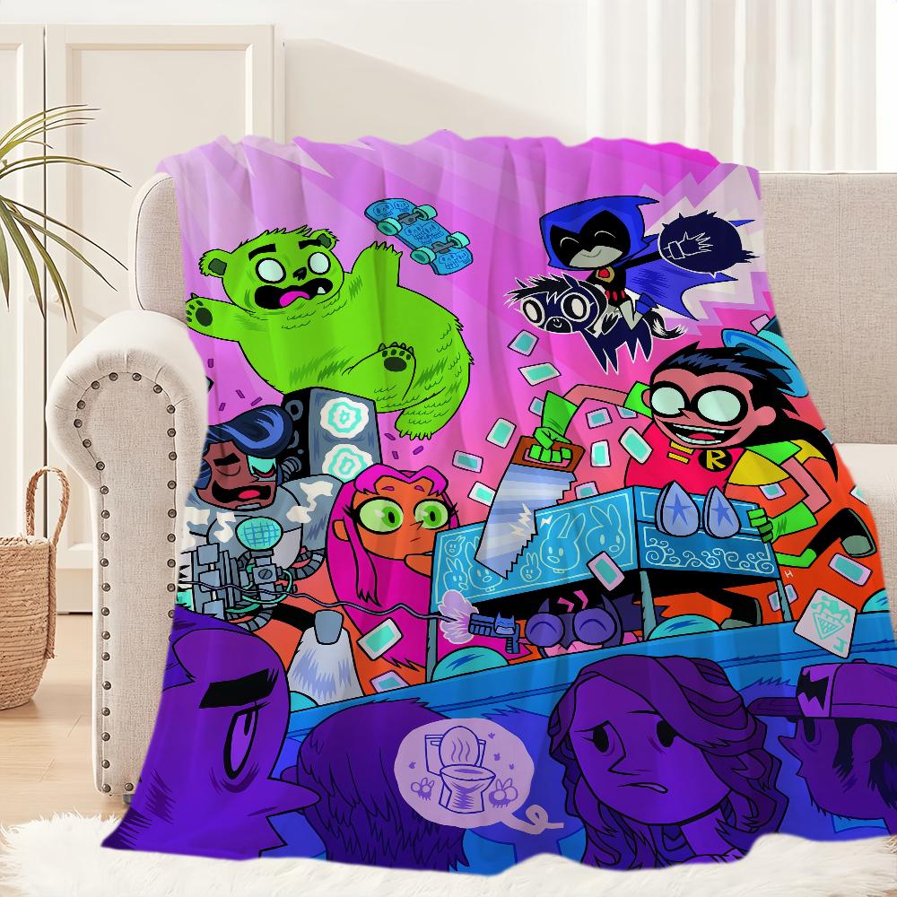 Coperta Peluche Go Carina Cartone Animato Tappeto per Pisolino Divano per Soggiorno Stanza T-Teen Ufficio Caldo Stanza da Letto T-Titans Compleanno Casa Viaggio Regali per Bambini
