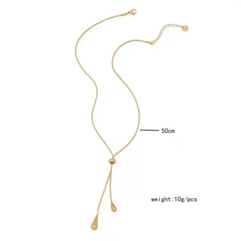 Light luxury fringed necklace, earrings jewelry set, fashionable high-end titanium steel jewelry set.