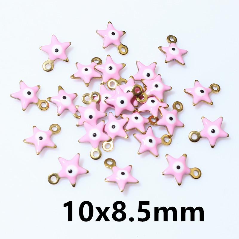 20pcs 10x8.5mm Enamel Evil Eyes Star Charms Pendant Stainless Steel DIY Jewelry Making Accessories Findings Bracelet Earrings