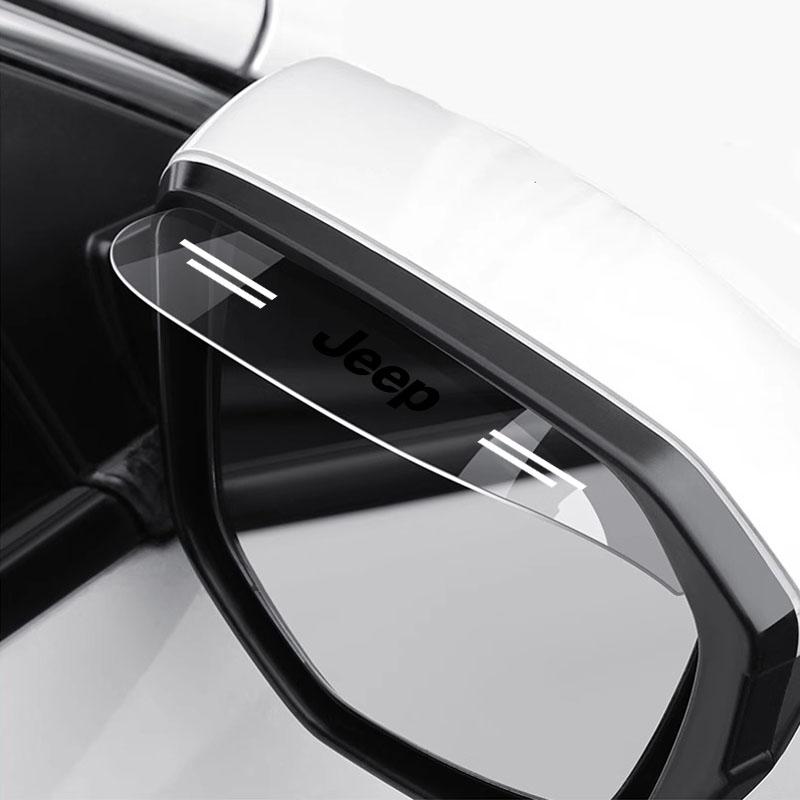 2Pcs Car Rear View Mirror Sticker Rain Eyebrow Auto Side Mirror RainProof Cover For Jeep Renegade Wrangler JK JL Grand Cherokee Compass Patriot etc