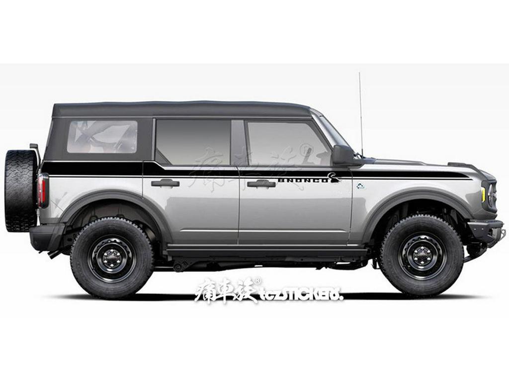 Bronco Mustang Car Stickers: Pinstripes, Waistline, and Side Skirt Decorations