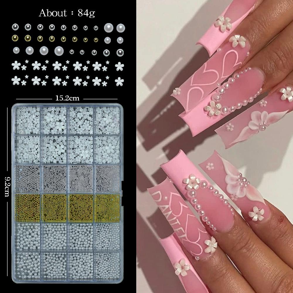 

Bowknot Flower Nail Art Decorations Set Sweet Nail Parts Kits DIY Manicure Tools for Nail Art Style 01