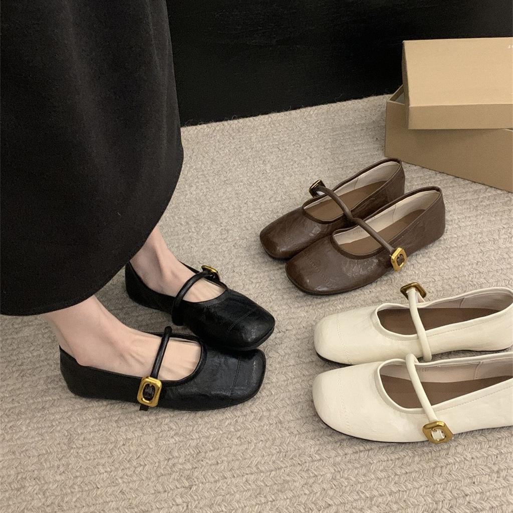 Soft-soled Mary Jane Shoes Round Head Shallow Mouth Spring 2025 New Commuter Versatile One-word Strap Single Shoes Flat Women's Shoes