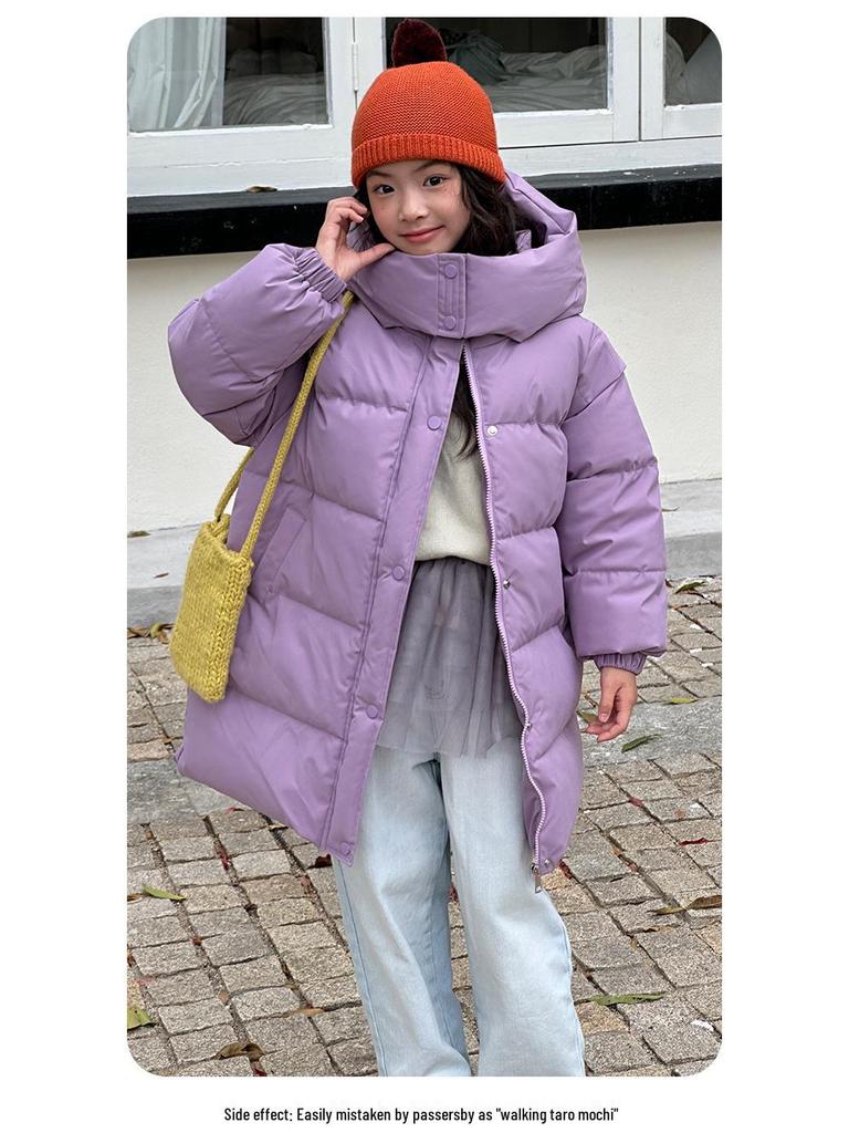 2025 Wintermantel im koreanischen Stil, mittellang, wattiert, aus Baumwolle, für Jungen und Mädchen