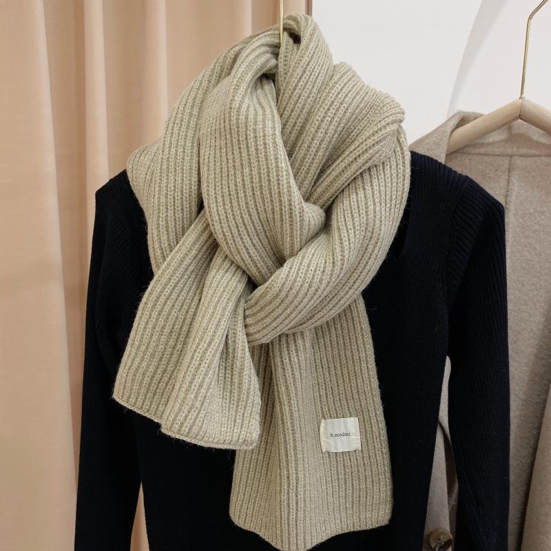 New Red Arctic Fleece Knitted Scarf Men's and Women's Winter Christmas Student Couple Thickened Wool Scarf Korean