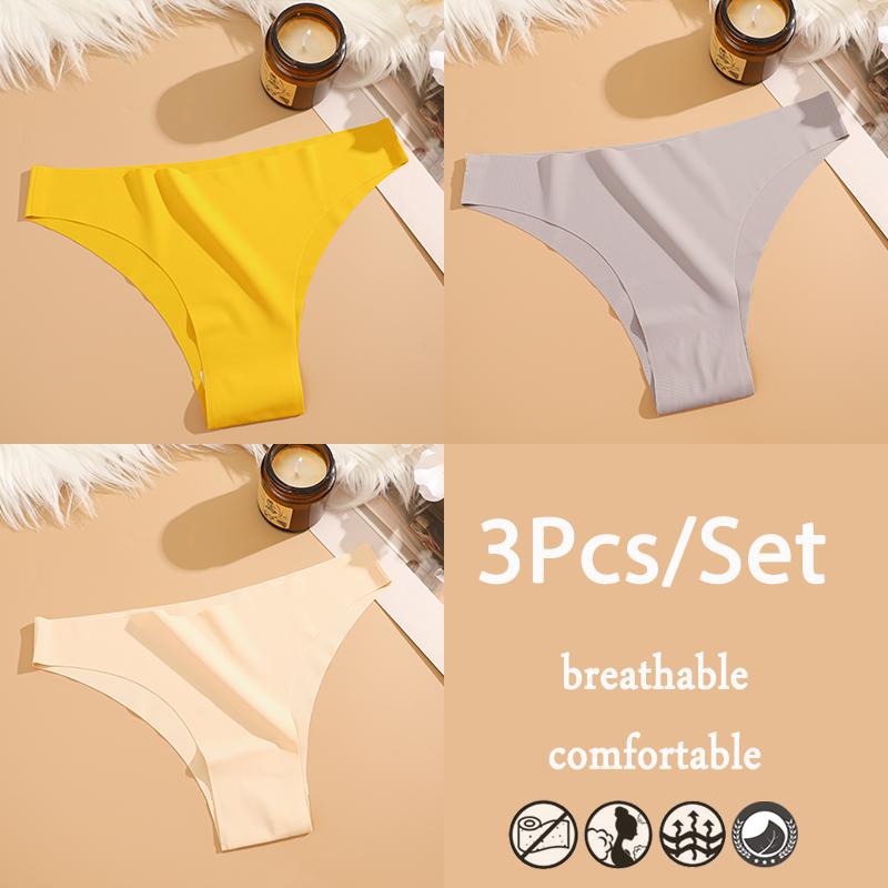 

FINETOO 3 шт./компл. бесшовное нижнее белье из ледяного шелка с низкой талией бразильские трусы дышащее высокоэластичное нижнее белье трусики M&3pcs