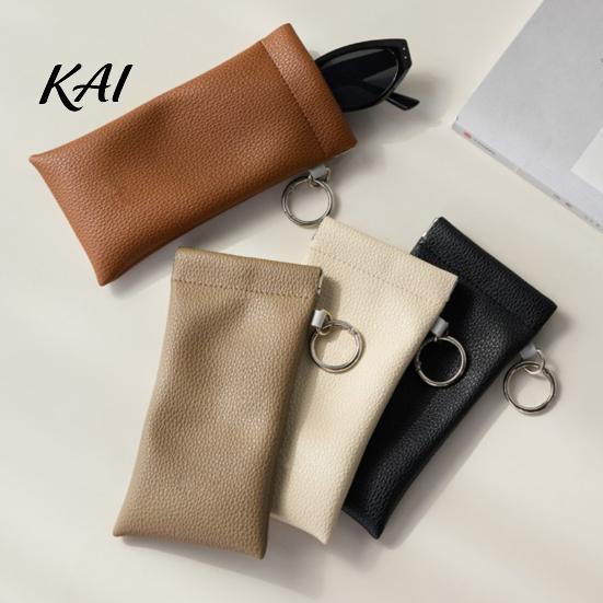 Fashion Glasses Container Portable Faux Leather Sunglasses Bag with Hook for Women, Compact Organizer Anti Lost Holder Eyewear Lipstick And