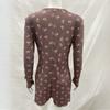 Y2K early autumn floral pattern round neck threaded anti stripe long sleeved jumpsuit