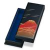 Mitani Yamanaka Lacquerware Storage Box, Black, 21cm, Red Fuji, Manyo (Legend of the Leaves) Design, Pen Box, M17311-6