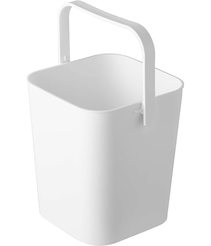 Yamazaki Tower Bucket with Lid, 12L, White, Approx. W27.5 X D26.5 X H28cm, Square, with Handle, Storage Box, 4208