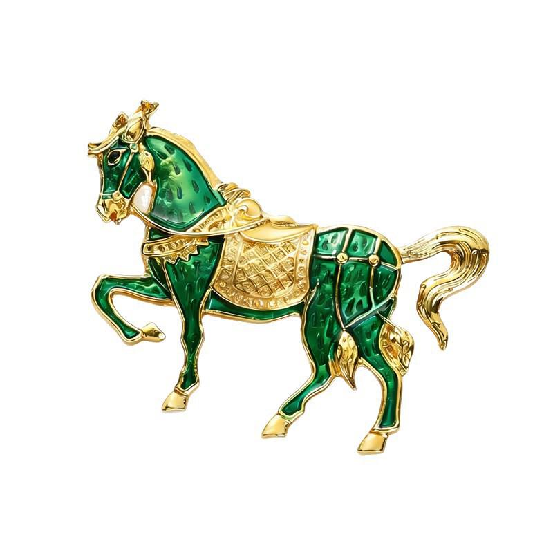 Versatile Year of the Horse Zodiac Enamel Brooch: Fashionable Animal Pin for Suit or Coat