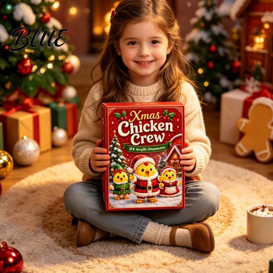 Cute Animal Figures 2026 Christmas Chick Advent Calendar 24 Day Countdown Box with Xmas Party Favors Acrylic Ornaments Festive Tree Hanging
