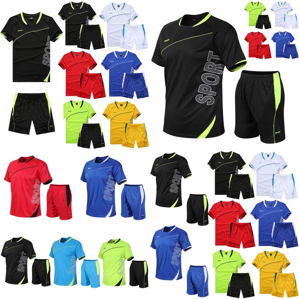 Sports Running Men Suit Quickdrying Short Sleeve Shirts Summer Gym Shorts