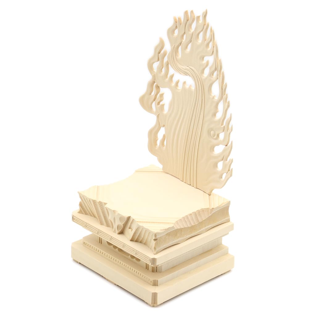special Buddhist statue Acala seated statue inches height 31 width 16 depth carved cypress wood Flame halo Square rock base 1104 Kurita's [Myo-o] 3.5
