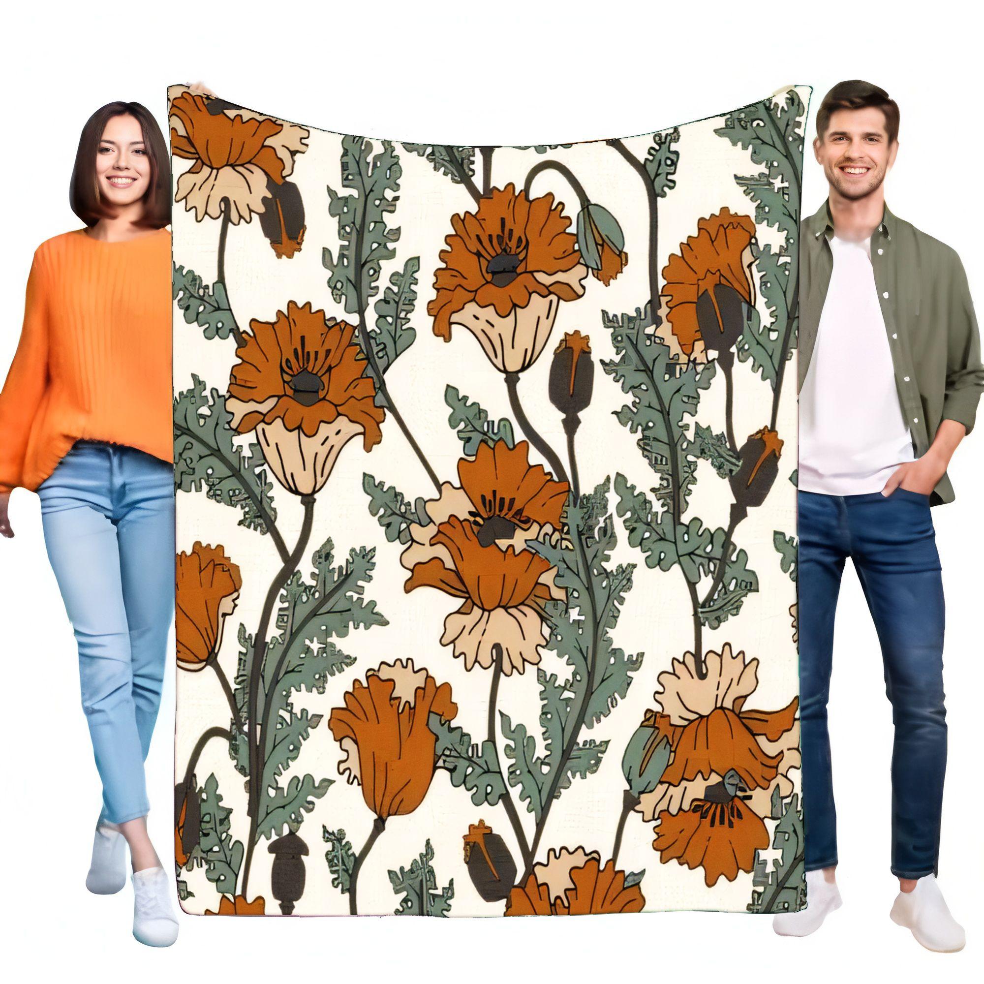 

Floral Pattern Blanket Soft Cozy Throw for Bed Sofa Art Decor Lightweight Gift for Home Bedding 75cmx90cm