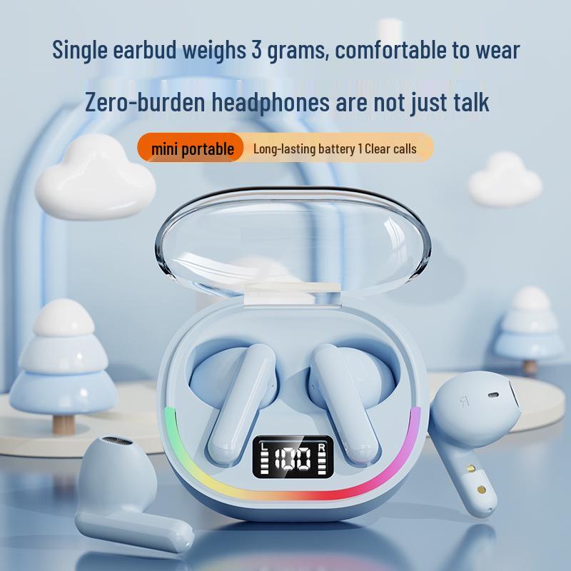 New TWS 5.3 Wireless Half-in-Ear Dual Earphones with Heavy Bass for Running & Sports