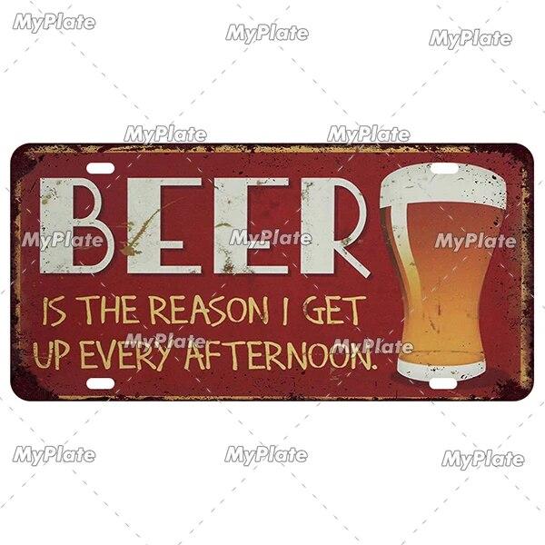 Drinking Beer Licenses Plate Garage Plaque Metal Tin Sign Decorative Car Plate For Living Room Door Club Garage Wall Decoration