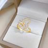 Real Gold Rotating Flower Zircon Personalized Opening Adjustable Light Luxury Jewelry Japanese Ring Couple Ring