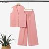 ZANZEA Women Sleeveless Vest Tops and Long Pants Casual Two Piece Suit Sets