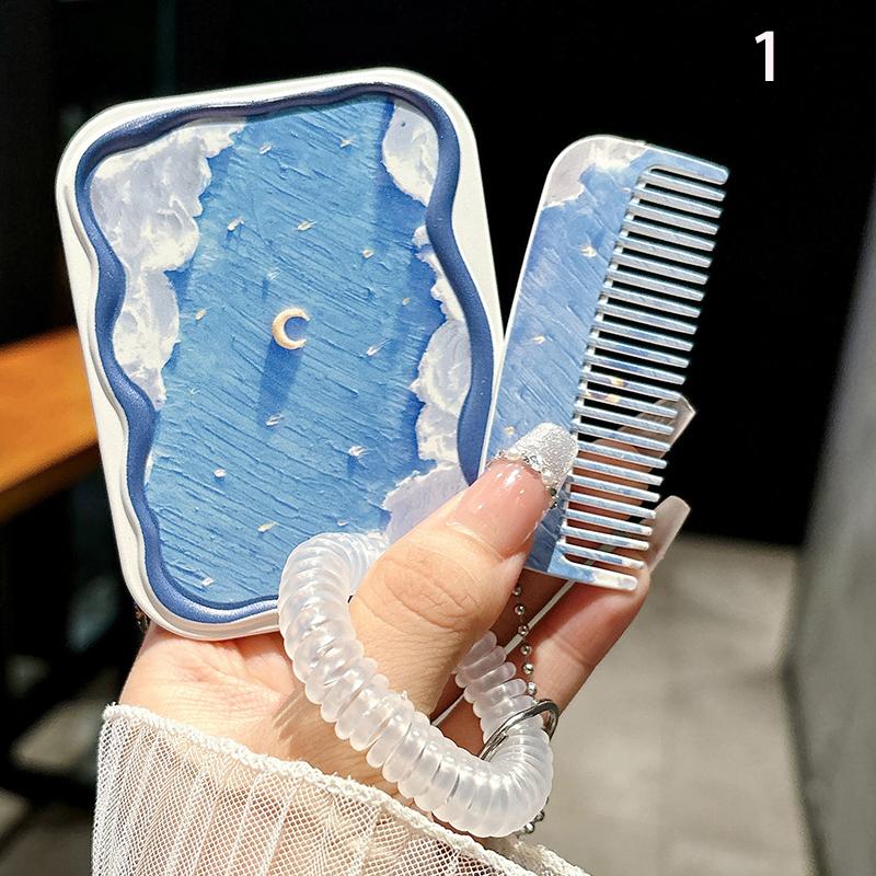 

Набор маленьких портативных складных зеркал «Звездное небо», косметическое зеркало для занятий, карманное зеркало и расческа «все в одном», подарок для девочек 1