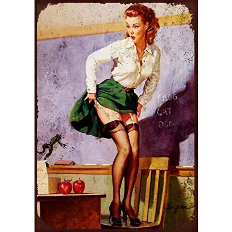 

Retro Pin Up Girl Metal Sign for Wall Decor