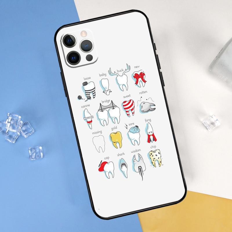 Dentist Dental Dent Tooth Phone Case For iPhone 16 Pro 15 Pro 11 13 14 Pro Max 12 Mini XR 16 15 Plus 16e Cover Shell