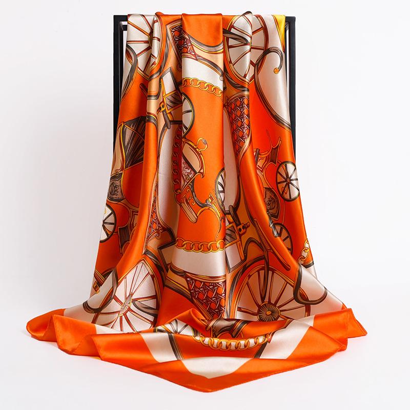 Women Silk Square Scarf Lady Bandana Head Wrap Shawl Satin Foulard Female Large Hijab Neckerchief Scarves Pashmina 2021 Headband