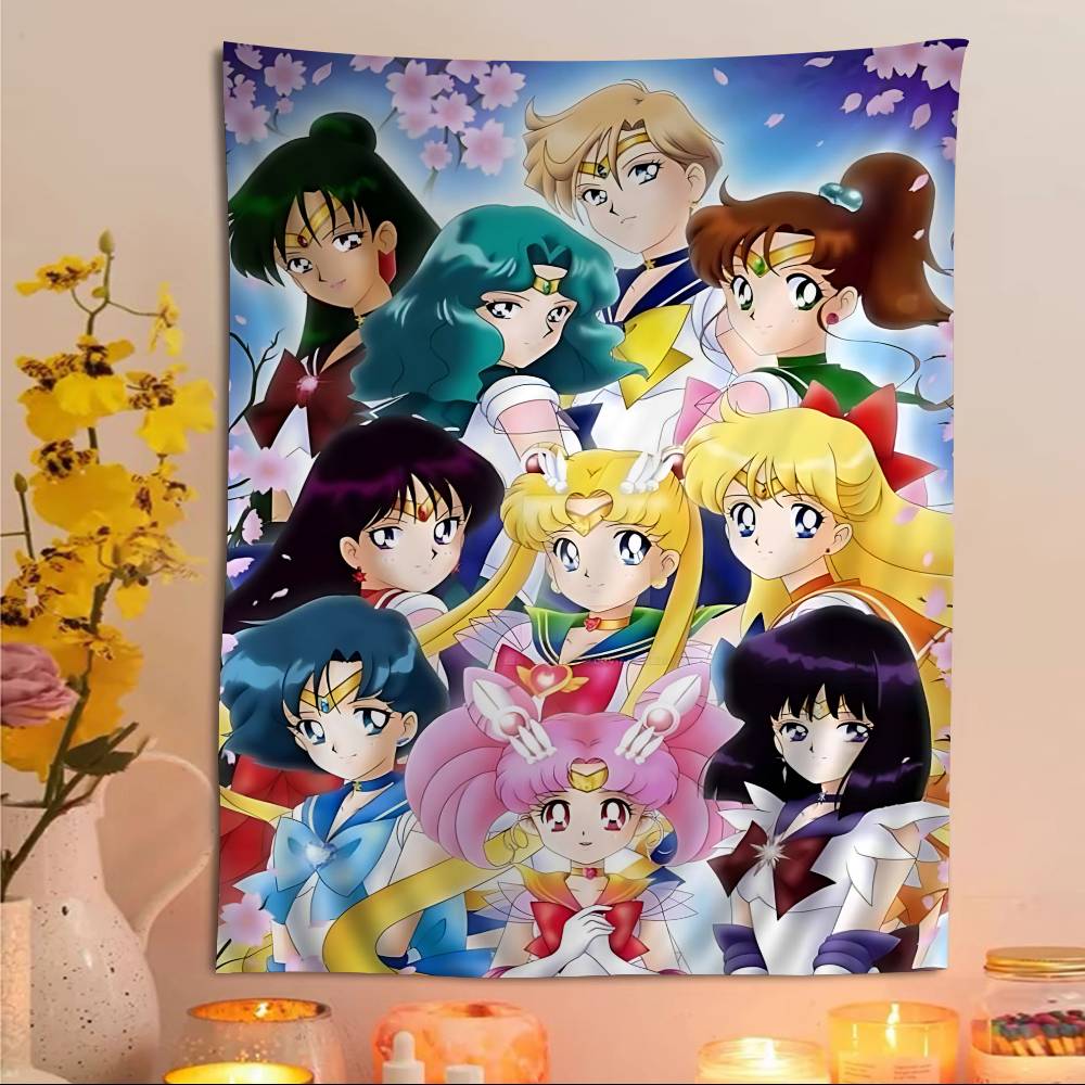 Cartoon SSailor Classic MMoons Printed Large Wall Tapestry Art Science Fiction Room Home Decor Decor Blanket