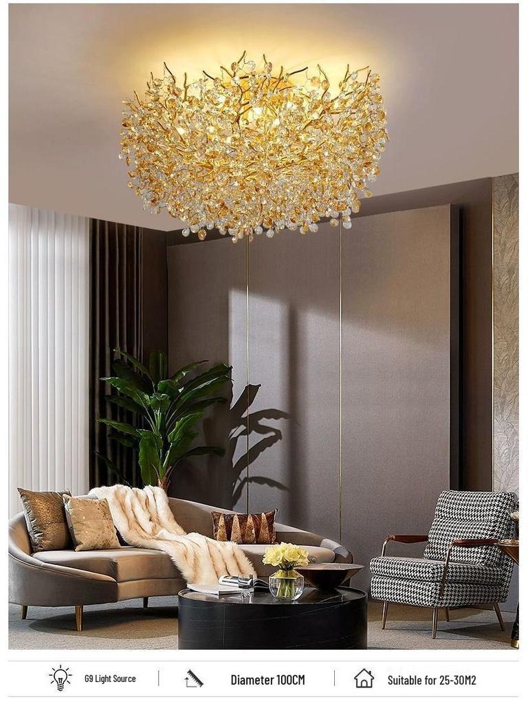 Villa Crystal Branch Chandelier: Elegant American French Luxury for Grand Living Rooms and Halls