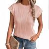 2025 Women's European & American Fashion Textured Round Neck Short Sleeve T-Shirt