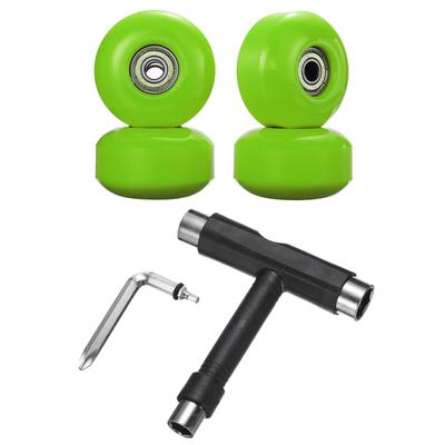 PATIKIL 52mm 95A Skateboard Wheels with Silver Bearings, Set of 4, Street Wheels, Skateboard Tricks, Cruiser Wheel Replacement, Green