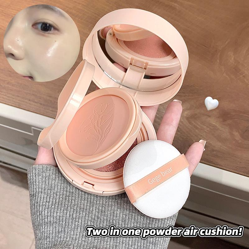 Gege Bear Natural Concealing Cushion Foundation: Creamy Compact for Acne, Dark Circles, Long-lasting Coverage.