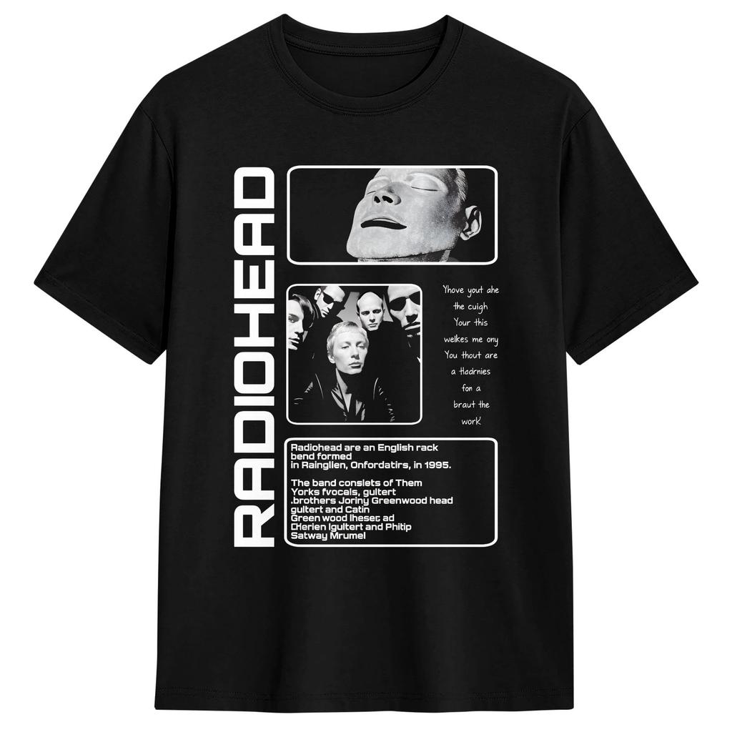 Mens TShirts Radiohead Band Vintage 100 Cotton Tees Short Sleeve T Shirt Round Collar Clothes Plus Size