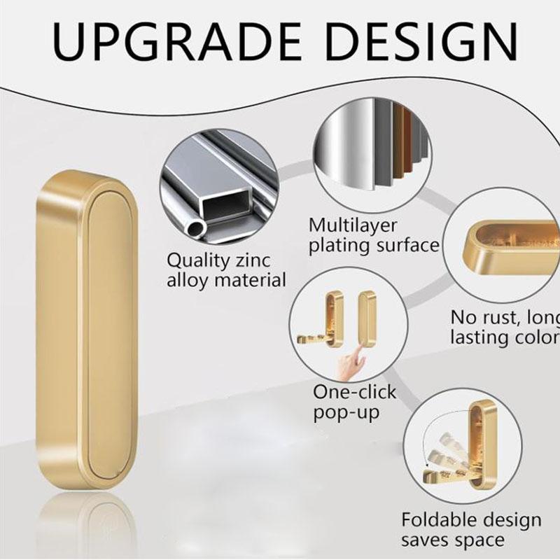 2PCS Folding Coat Hook, Heavy Duty Wall Hooks Made of Zinc Alloy, Foldable Wall Hooks for Hanging Coats, Scarves, Hats, Bathrobes, Keys, Bags(Gold)