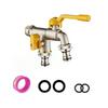 Double Outlet Garden Hose Faucet -1/2 Inch Connection, Ideal for Watering and Lawn Care, Compatible with Sprinklers and Hose Gun