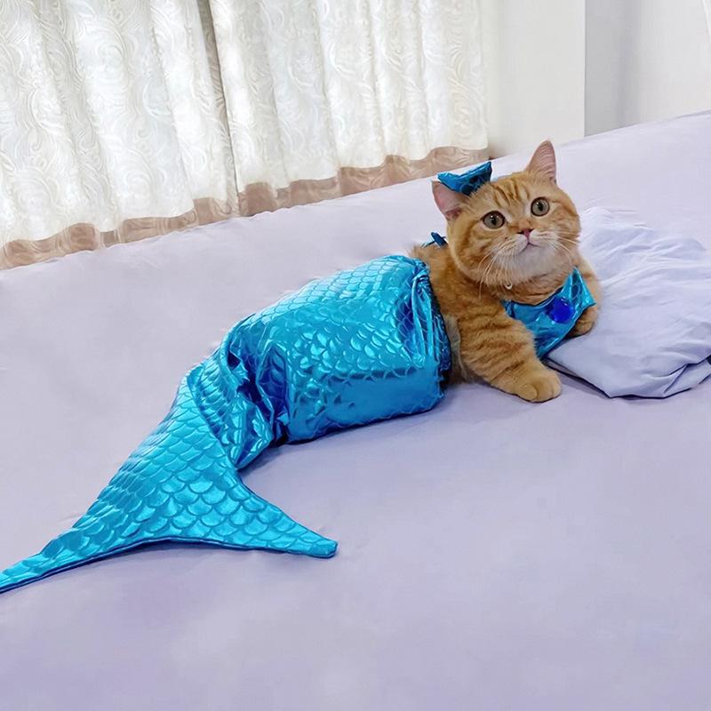Mermaid Cat Swimsuit: Cute Fish Tail Bikini Costume for Pets