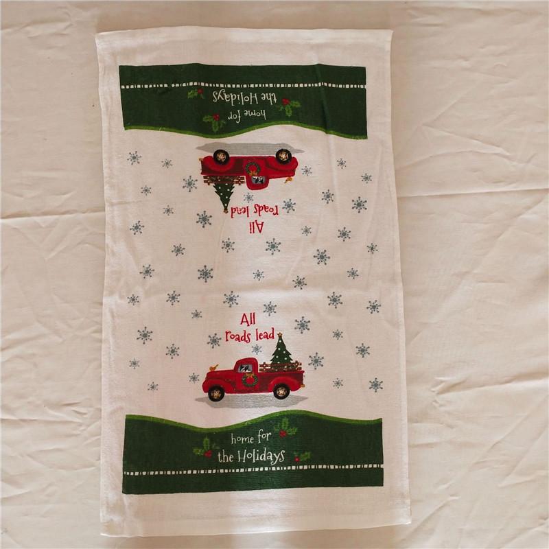 1Pc Christmas Series Printed Cotton Tea Towel Kitchen Dishcloth Cleaning Tool Xmas Party Decor Gift