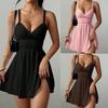 Women's Sexy Spaghetti Strap Dress Deep V-Neck A-Line Mini Dress Summer Sleeveless Flowy Sundress for Club Party Daily Wear