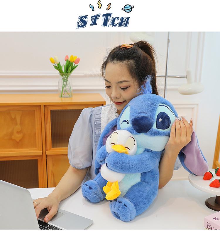 Stitch Hugging Duck Plush Toy - Large Internet Celebrity Doll Gift