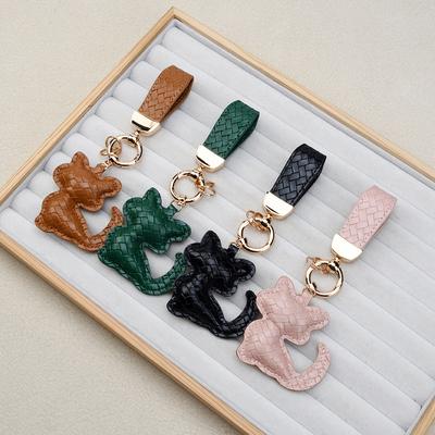 Creative Kitten Cotton-filled Leather Keychain Cute Niche Couple Bag Pendant New Year's PU Keychain Pendant