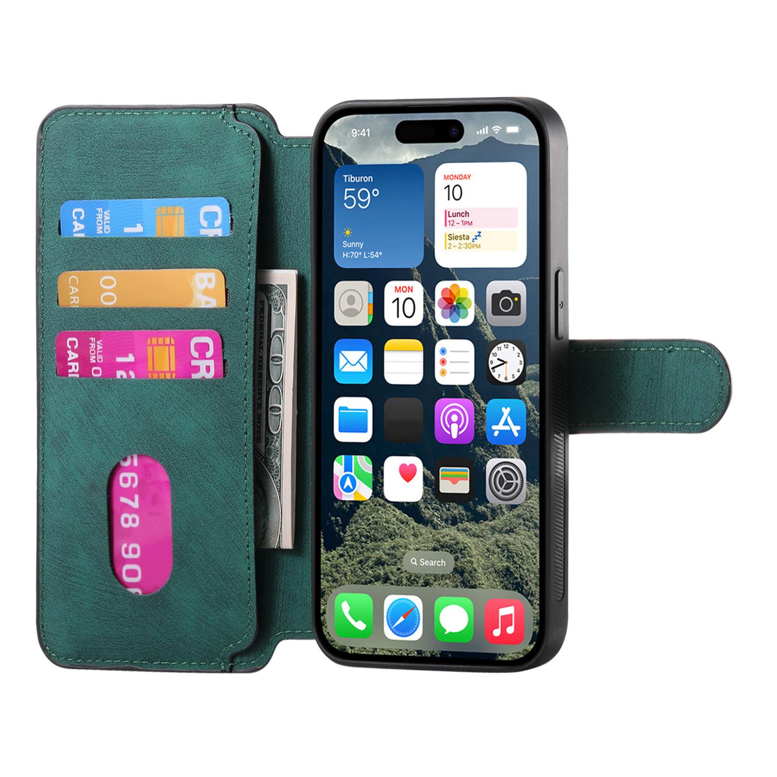

For iPhone 16 Magnetic Case CASENEO Detachable Leather Phone Wallet Cover Dark Blue
