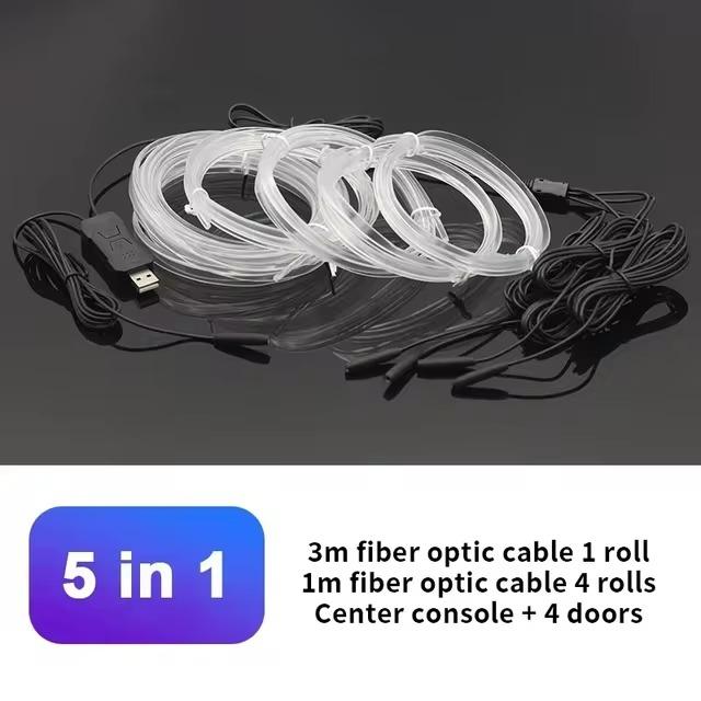 APP Car Interior LED Decorative Light EL Cold Neon Light Strip Car USB Decorative Dashboard Console Auto Interior Accessories