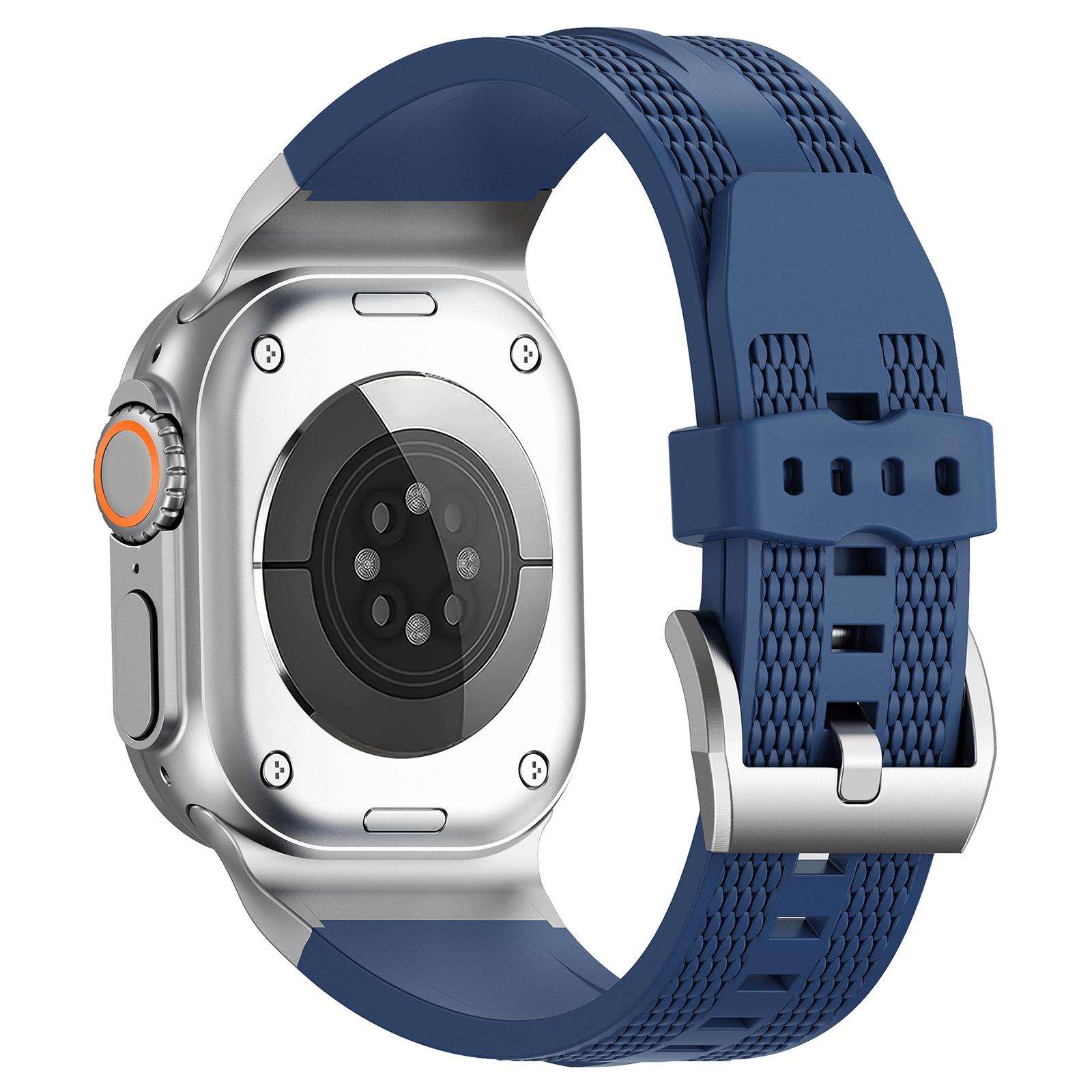 

Спортивный ремешок из жидкого силикона для Apple Watch Series 10 46 мм/Ultra 2/Ultra 49 мм/9 8 7 45 мм/SE (2023) SE (2022) SE 6 5 4 44 мм/3 2 1 42 мм Midnight Blue